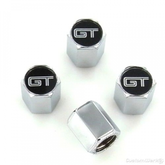 Elite Chrome Valve Stem Caps with GT logo